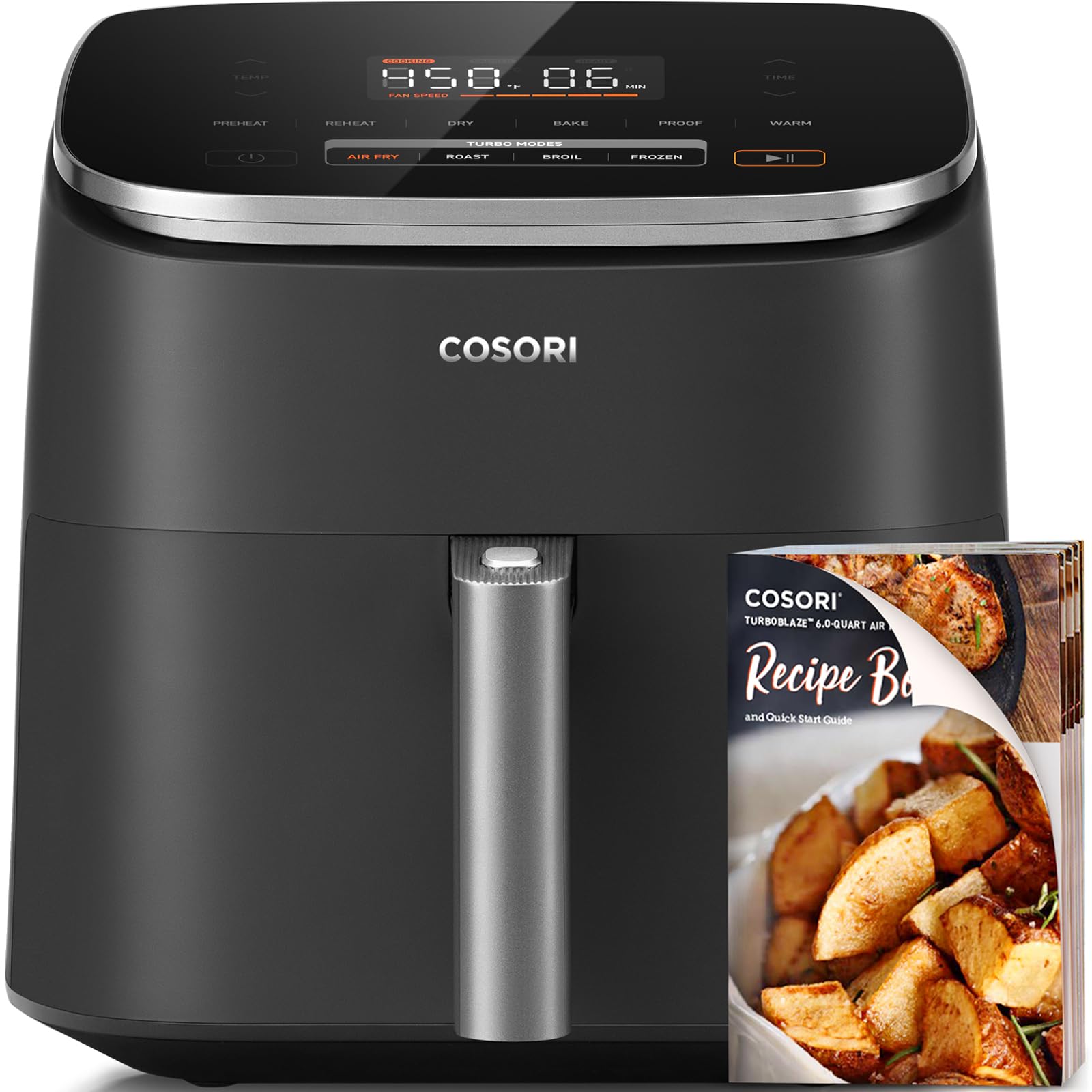 COSORI Air Fryer 9-in-1 TurboBlaze Grey 6-Qt Fast Precise Heat Even Results Up to 95% Less Oil