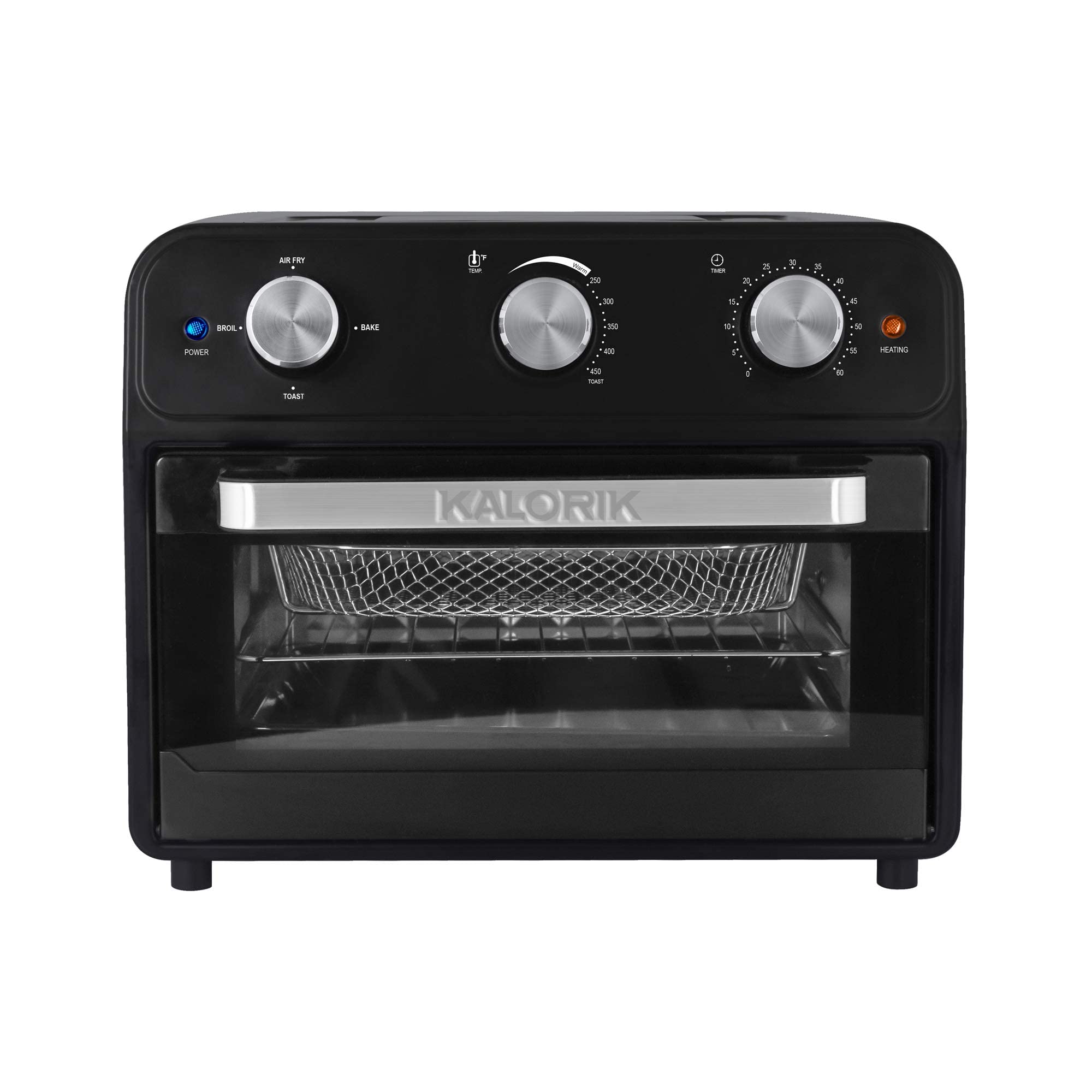 Kalorik 22 Quart Air Fryer Toaster Oven for Home Use in BlackModern Kitchen Appliance with Air Fry, Bake, and Toast Func